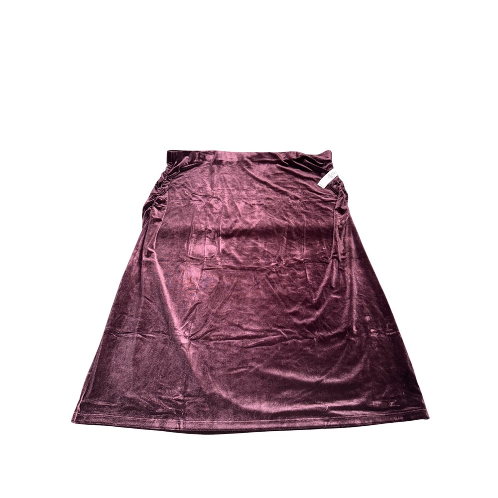 Old Navy Womens Velvet Ruched Side Slit Midi Skirt Burgundy XXL